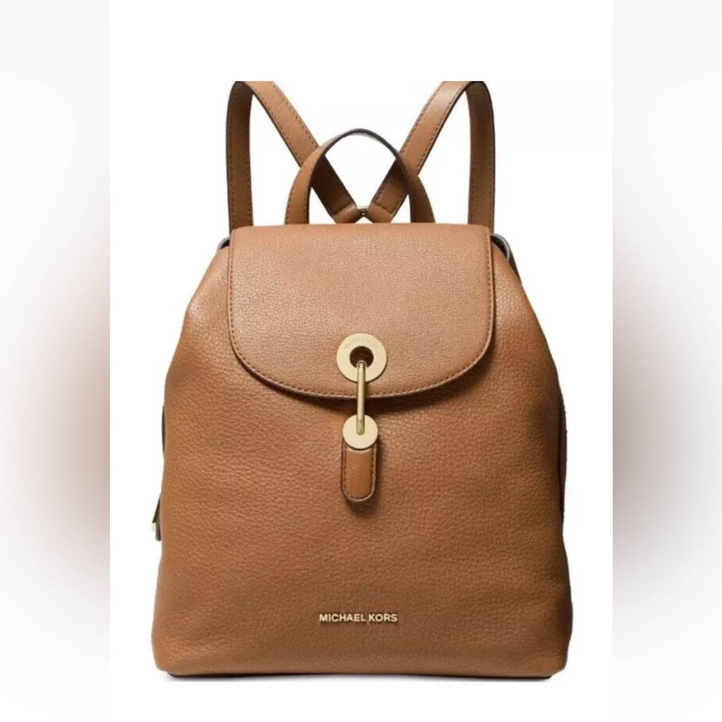 Michael Kors Raven Leather Acorn/Gold Backpack Brand New